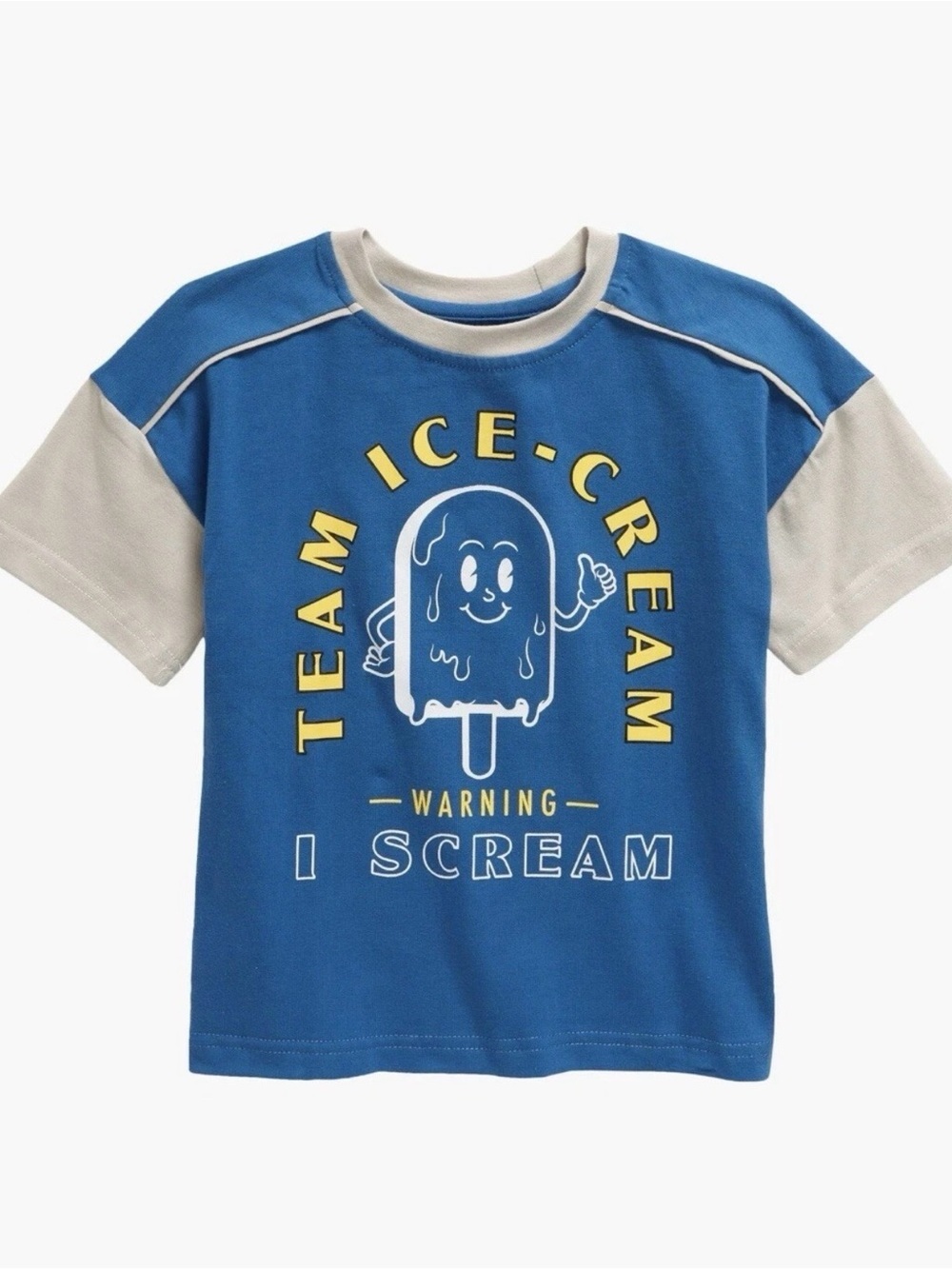 Tiny Tribe Kids Team Ice Cream Color Block Cotton Graphic T-shirt